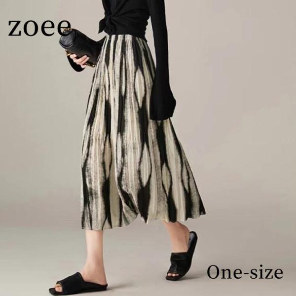 スカート 総柄 レディース ボトムス 春夏秋 ブラック フリーサイズ l1l13