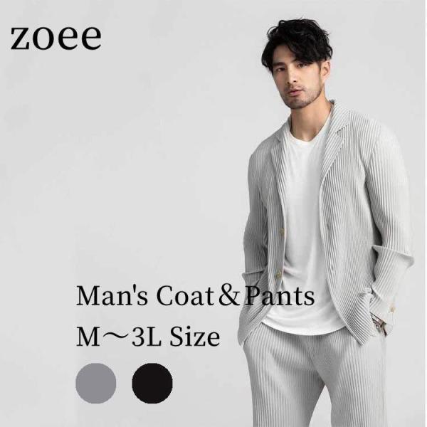 メンズ ジャケット パンツ セットアップ 長袖 春/秋 ブラック/ライトグレー M/L/2L/3L ...