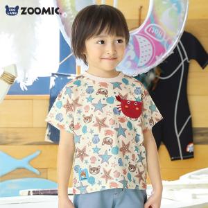 キッズ Tシャツ 半袖 ポケT 総柄 アニマル 動物 くま 男の子 女の子ZOOMIC ズーミック ベビー トップス カットソー カニ ヒトデ 星