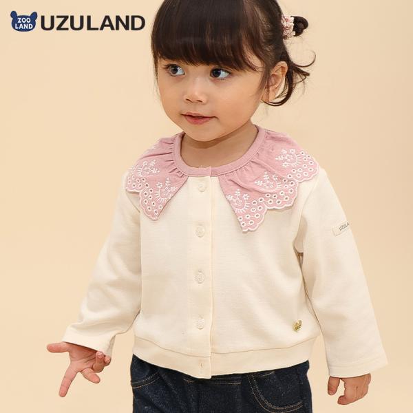 カーディガン 長袖 デニム襟付き 女の子 ガールズ UZULAND ウズランド キッズ ベビー服 ジ...