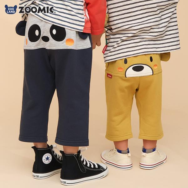 キッズ 7分丈パンツ スウェットパンツ 裏毛 耳付き 男の子 女の子 アニマル 動物 くま パンダ ...