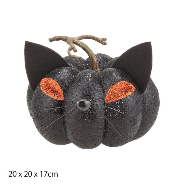 ハロウィン 造花 かぼちゃ 猫)ハロウィンキャット (グリッター)(AB9) 在庫かぎり