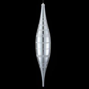 オーナメント 大きな クリスマス)90cmシャイニーストライプラージフィニアル シルバー(DF45/27)｜zoukasousyoku-d