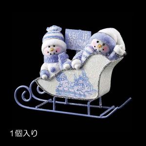 クリスマス 装飾品 店舗 雪だるま)20cmダブルスノーマンオンザスレイ(DF45/82)｜zoukasousyoku-d