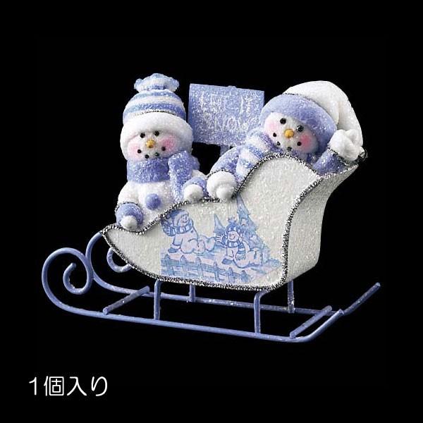 クリスマス 装飾品 店舗 雪だるま)20cmダブルスノーマンオンザスレイ(DF45/82)