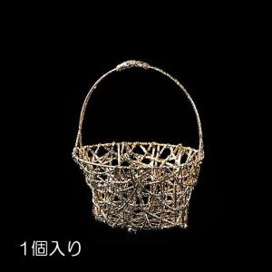クリスマス 装飾品 オブジェ)15cm径グリッターワイヤーバスケット ゴールド(DF45/81)｜zoukasousyoku-d