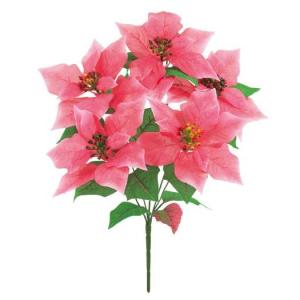 クリスマス 店舗 装飾 ディスプレイ 造花)ハワイアンポインセチアブッシュｘ5　ピンク(AB42) 在庫かぎり｜zoukasousyoku-d
