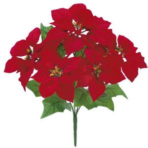 クリスマス 店舗 装飾 ディスプレイ 造花)ヨーロピアンベルベットポインセチアブッシュｘ5(AB41) 入荷予定：04月中旬｜zoukasousyoku-d