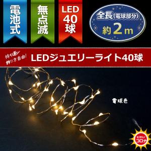 イルミネーション LEDライト 電池 乾電池)室内用LEDジュエリーライト40球　電池式　電球色球　無点滅(CL21P8)｜zoukasousyoku-d