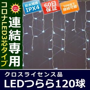 イルミネーション クリスマス ライト)コロナLED3芯タイプ120球つらら連結専用シルバーコード白色球(CL21P26)｜zoukasousyoku-d