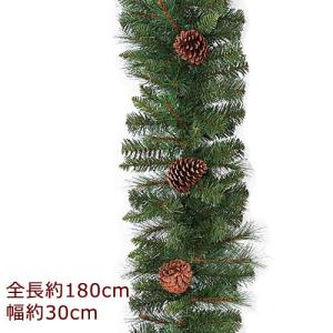 クリスマス デコレーション 店舗 装飾)防炎30cm幅ラージパインノーブルリッチガーランド (6)x140(DF45/25)｜zoukasousyoku-d