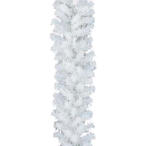 クリスマス 店舗 装飾)防炎25cm幅ピュアホワイトノーブルリッチガーランドx140(DF45/25)｜zoukasousyoku-d