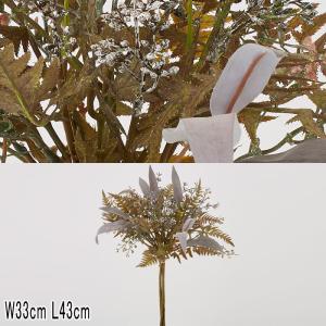 ブッシュ ブーケ グリーン 造花 人工樹木 アースカラー ナチュラル スモーキーリーフバンドル（３本／束） オリーブ／グリーン×6束セット(VI61/30)｜zoukasousyoku-d