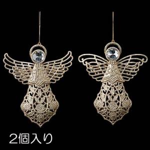 クリスマス オーナメント 装飾品)15cmシャンペーンゴールドエンゼル (2個セット)(DF45/51)｜zoukasousyoku-d