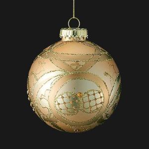 クリスマス オーナメント 装飾品)10cmウィムシカルゴールドアンティークボール(DF45/48)｜zoukasousyoku-d
