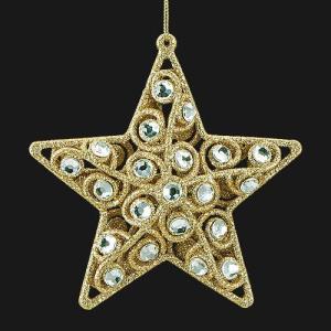 クリスマス オーナメント 装飾品)12cmゴールドダイヤモンドアンティークスター(DF45/49)｜zoukasousyoku-d