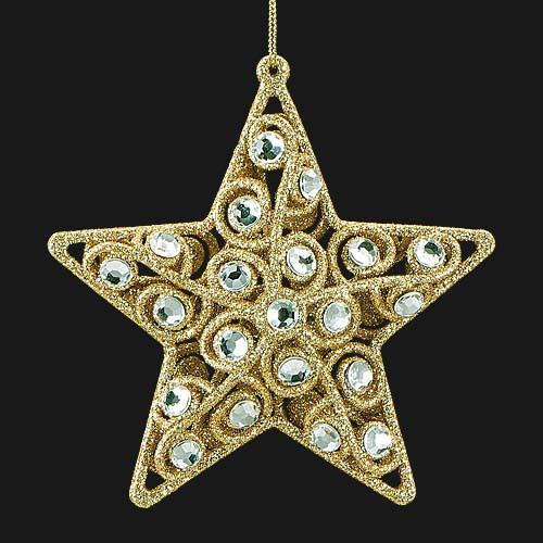 クリスマス オーナメント 装飾品)12cmゴールドダイヤモンドアンティークスター(DF45/49)