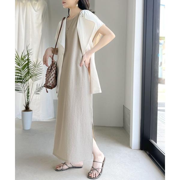 「Java」 ノースリーブワンピース LARGE グレイッシュベージュ レディース