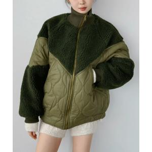 ダウンコート ダウンジャケット ボア×キルティングビッグシルエットブルゾン レディース