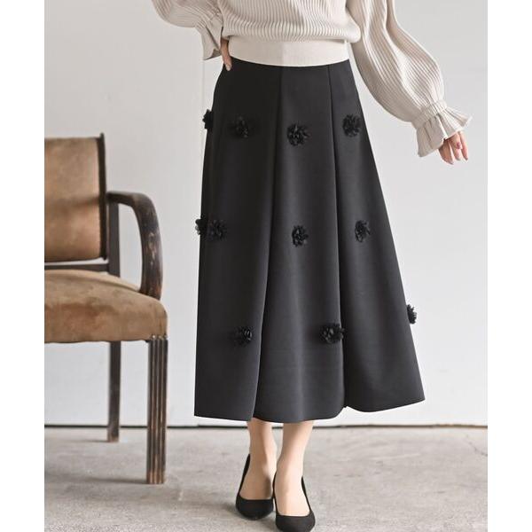 スカート フラワーモチーフフレアースカート