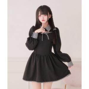 ワンピース 胸開き配色ワンピース