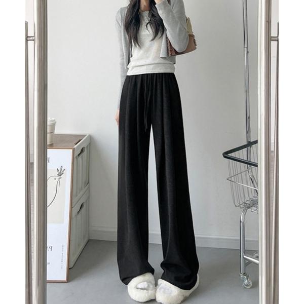 ワイドパンツ パンツ 暖か イージーワイドパンツ レディース