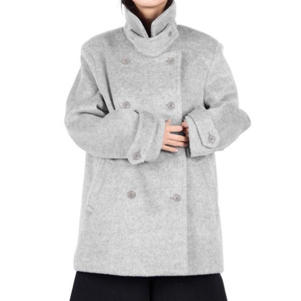 ピーコート pコート ダブルブレスト高襟モールコート レディース