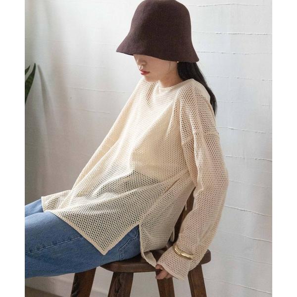 「LOWRYS FARM」 長袖カットソー SHORT アイボリー レディース