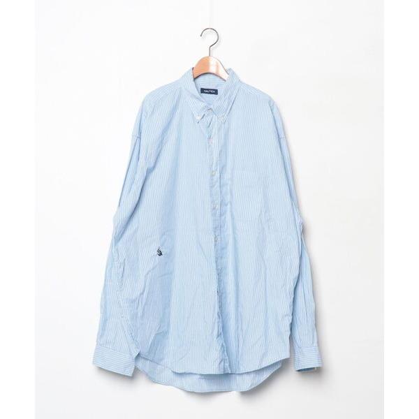 「NAUTICA」 ストライプ柄長袖シャツ XX-LARGE ブルー メンズ