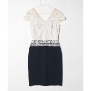 「Tadashi Shoji  」 レースドッキングワンピース 0 ホワイト レディース