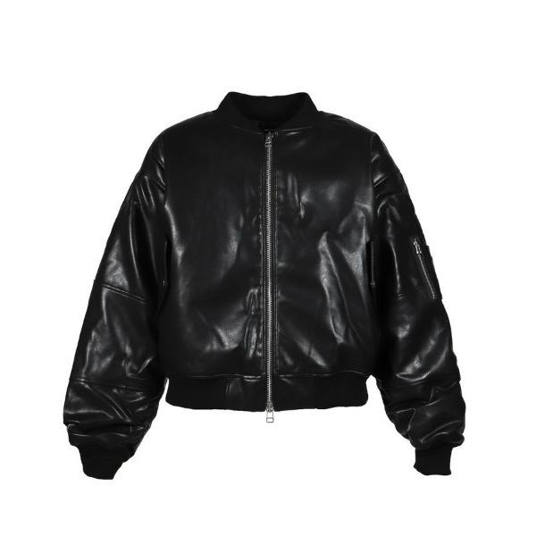 ダウンジャケット ダウン 「BREATH」FAUX LEATHER BOMBER JACKET / ...