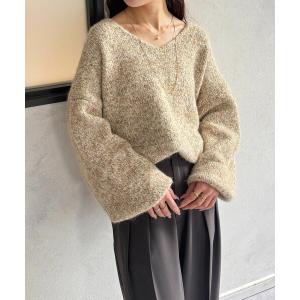 ニット セーター VネックMIXショートニット レディース