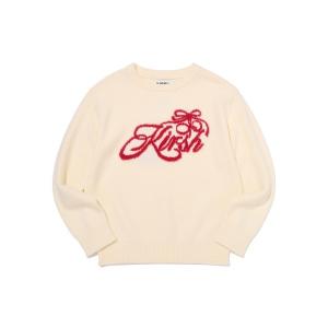 ニット セーター KIRSH Loose-Fit Ribbon Wording Jacquard Knit キルシー ルーズフィット ワーディング ジ