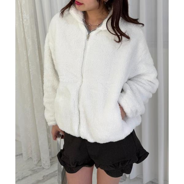 ブルゾン アウター フェイクファースタンドカラーショート丈ジャケット レディース