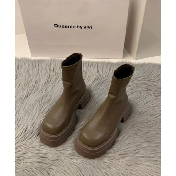 ブーツ バックジップ トラックソール ショートブーツ レディース