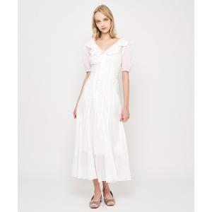 ワンピース コットンボイルフラワーワンピース