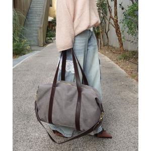 ボストンバッグ 2WAYキャンバスラージレトロボストン レディース