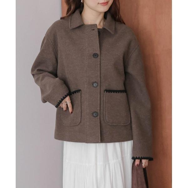 ジャケット テーラードジャケット ハマグリ刺繍 ショートコート レディース