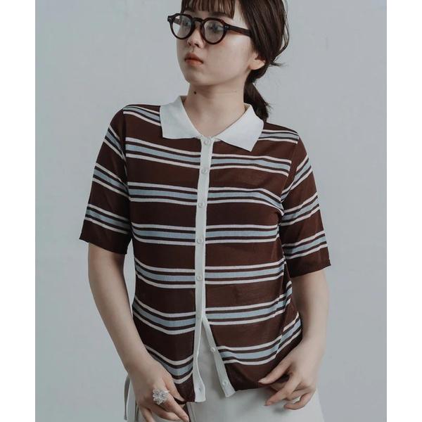 ポロシャツ ポロ border mesh polo shirt レディース