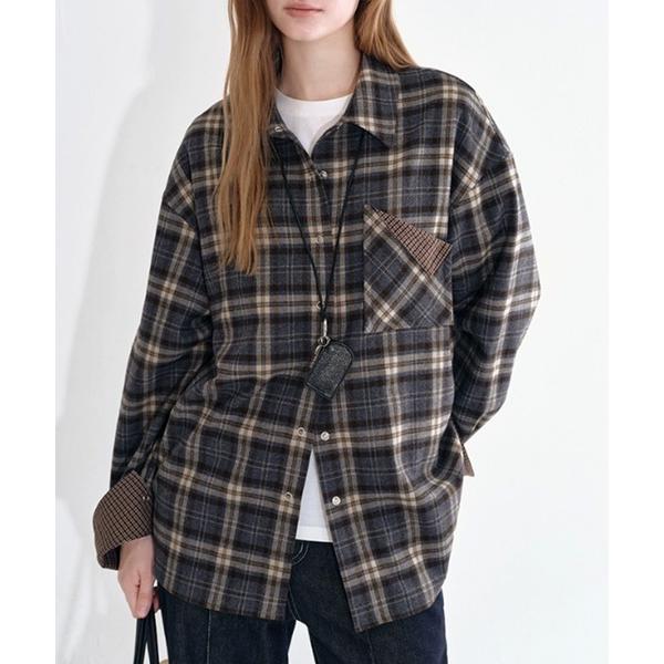 ブラウス シャツ スナップボタン 切り替えデザイン チェックシャツ FD25S039「Fano St...
