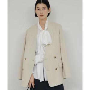 コート アウター 「セットアップ対応」ノーカラーツイードジャケット レディース