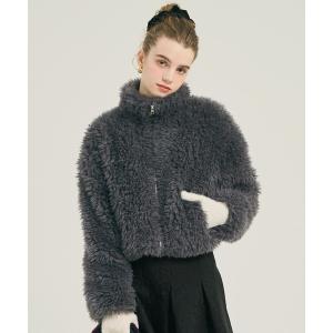 ジャケット ノーカラージャケット フェイクファーショートジャケット レディース