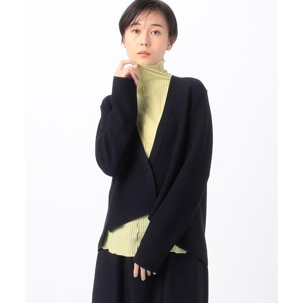 カーディガン 「 +サイズ 」 「セットアップ対応」ブライトストレッチヤーン ニットショートジャケッ...