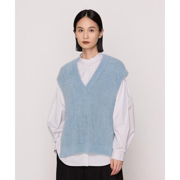 ベスト ジレ 「 +サイズ 」 マイクロナイロン フェザーヤーン2wayニットベスト レディース