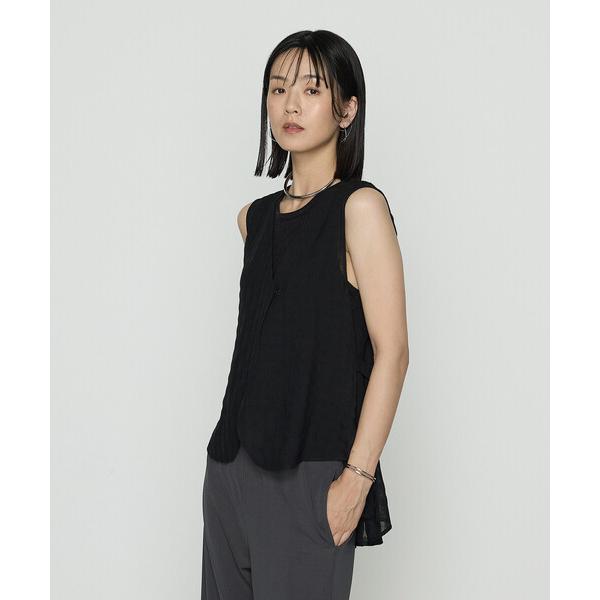 ベスト ジレ 「 +サイズ 」 チェック柄カラミ ジレ レディース