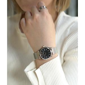 腕時計 「KARL LAGERFELD/カール・ラガーフェルド」ラウンド エッセンシャル - ブラック アイコン ダイヤル シルバー メッシュ レディ