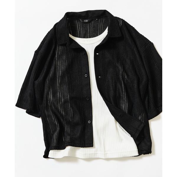 シャツ ショート メッシュ オープンカラーシャツ「ワイドショートフィット」 メンズ