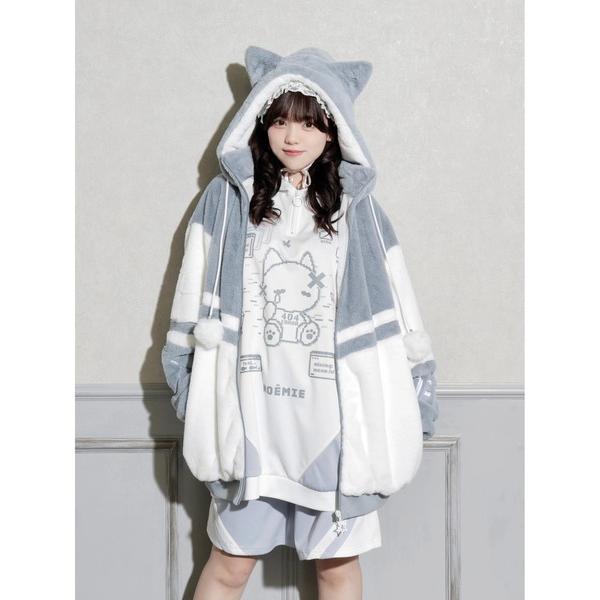 ブルゾン アウター ねこ耳お星さまぽんぽんユニセックスファーブルゾン レディース