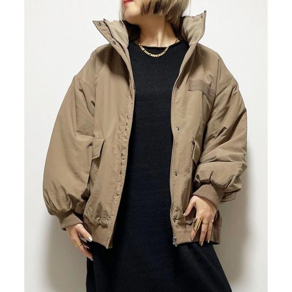 ブルゾン アウター ハイネック襟裏フリース中綿ブルゾン レディース