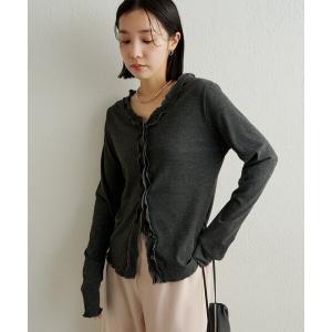 カーディガン フリルリブカーディガン レディース